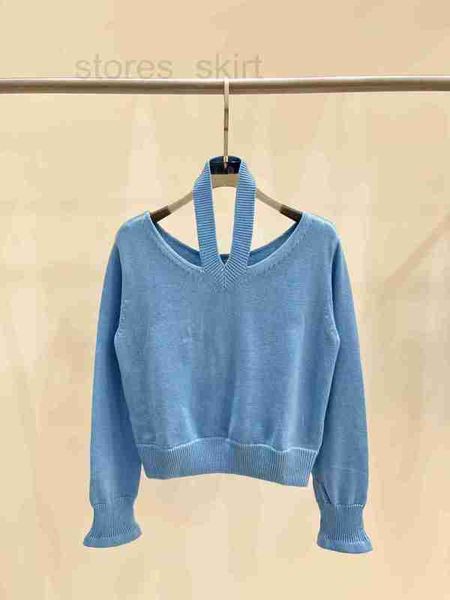 women's knits & tees designer fd 23 early autumn blue hanging neck slim fit short knit shirt with versatile style long sleeve for women, White
women's knits & tees designer fd 23 early autumn blue hanging neck slim fit short knit shirt with versatile style long sleeve for women, White