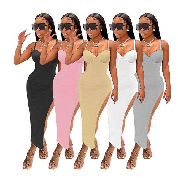 2023 designer spaghetti straps dresses summer clothes women v neck side split dress skinny slim pencil dress, Black;gray
2023 designer spaghetti straps dresses summer clothes women v neck side split dress skinny slim pencil dress, Black;gray