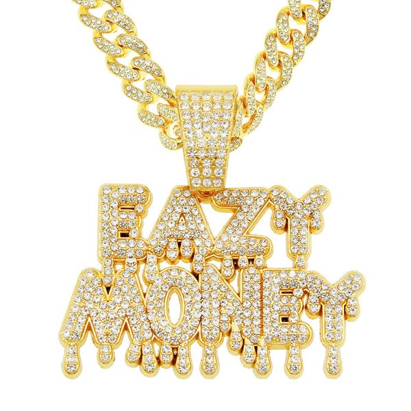 hip hop rapper men shiny diamond pendant gold necklace iced out eazy money pendant micro-inset full zircon jewelry night club punk 50cm miam, Silver
hip hop rapper men shiny diamond pendant gold necklace iced out eazy money pendant micro-inset full zircon jewelry night club punk 50cm miam, Silver