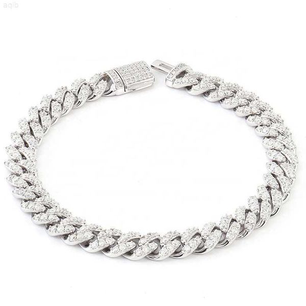 men miami chain mossanite cuban link bracelet 925 silver jewelry