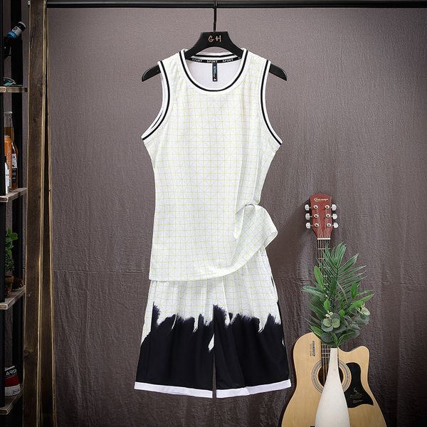 men' tank summer men' 2 pcs basketball suits short sleeveless vest pants sets casual jogging suit youth sportwear quick dry cl, White;black
men' tank summer men' 2 pcs basketball suits short sleeveless vest pants sets casual jogging suit youth sportwear quick dry cl, White;black