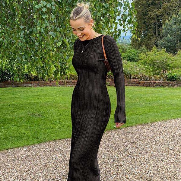 womens summer fashion elegant slimming pure color round collar sleeve long dress, Black;gray
womens summer fashion elegant slimming pure color round collar sleeve long dress, Black;gray