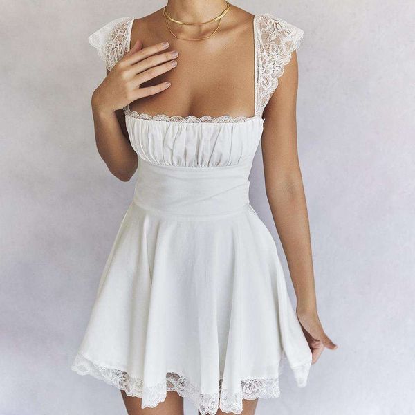 womens summer lace square collar suspender dress slim fit backless white french, Black;gray
womens summer lace square collar suspender dress slim fit backless white french, Black;gray