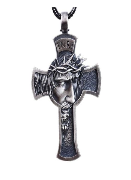 mens christian jewelry barbed necklace jesus cross necklace7027122, Silver