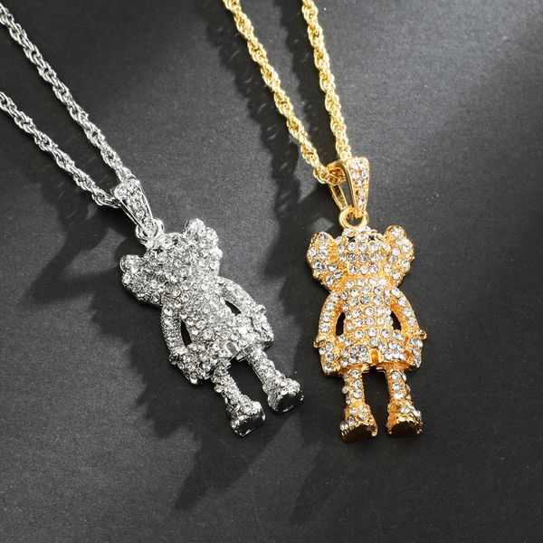 hip hop rapper men shiny diamond pendant gold necklace sesame street cartoon doll pendant micro-inset zircon jewelry night club sweater rope, Silver
hip hop rapper men shiny diamond pendant gold necklace sesame street cartoon doll pendant micro-inset zircon jewelry night club sweater rope, Silver