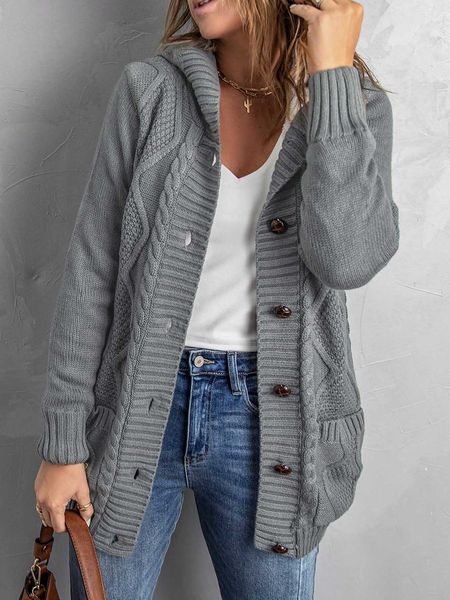 dokotoo cable knit dual pocket hooded cardigan, White;black
dokotoo cable knit dual pocket hooded cardigan, White;black