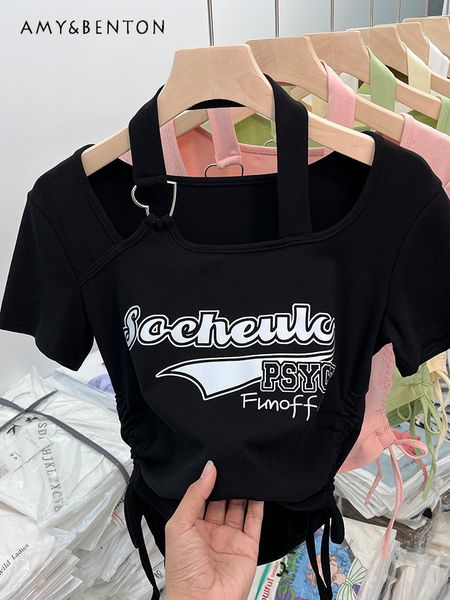 women's t-shirt sweet girl short irregular square collar halter y2k style elastic slim short sleeve t-shirt women summer clothes 230721, White
women's t-shirt sweet girl short irregular square collar halter y2k style elastic slim short sleeve t-shirt women summer clothes 230721, White