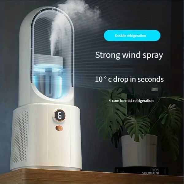 Image of 1pc, USB Mini Strong Wind Spray Fan, Soft Wind Humidification, Spry Cooling, Summer Essential, Travel Essential, Small Appliance