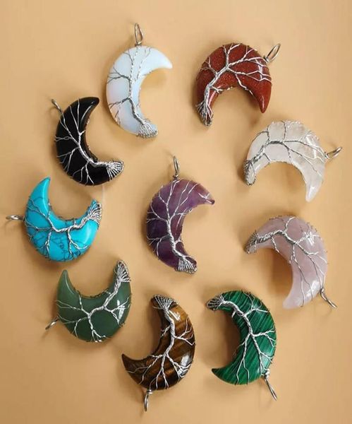 tree of life crescent moon shape pendant silvertone wrap natural gemstones healing crystal stone reiki women necklace3154093, Silver
tree of life crescent moon shape pendant silvertone wrap natural gemstones healing crystal stone reiki women necklace3154093, Silver