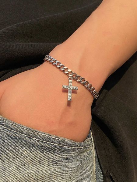 1pc fashionable zinc alloy rhinestone cross charm bracelet for men women for daily decoration, Golden;silver
1pc fashionable zinc alloy rhinestone cross charm bracelet for men women for daily decoration, Golden;silver