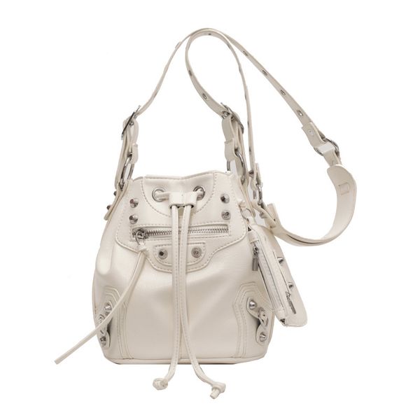 futuristic fashion statement: women's crossbody bag with motorcycle rivet style, drawstring bucket bag - a trendsetter's must-have
futuristic fashion statement: women's crossbody bag with motorcycle rivet style, drawstring bucket bag - a trendsetter's must-have
