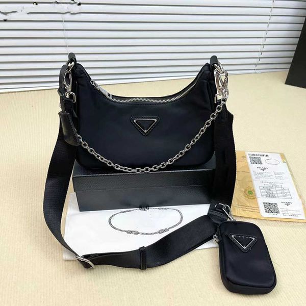 3 piece crossbody wallet designer bags black nylon hobo shoulder bag men women chain handbags fashion small messenger purse tote, Silver
3 piece crossbody wallet designer bags black nylon hobo shoulder bag men women chain handbags fashion small messenger purse tote, Silver