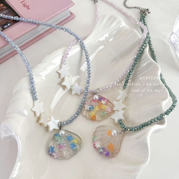 colorful fashion sweet star shell crystal beaded clavicle neckalce for women girl handmade crystal beaded shell pendant necklace, Silver
colorful fashion sweet star shell crystal beaded clavicle neckalce for women girl handmade crystal beaded shell pendant necklace, Silver