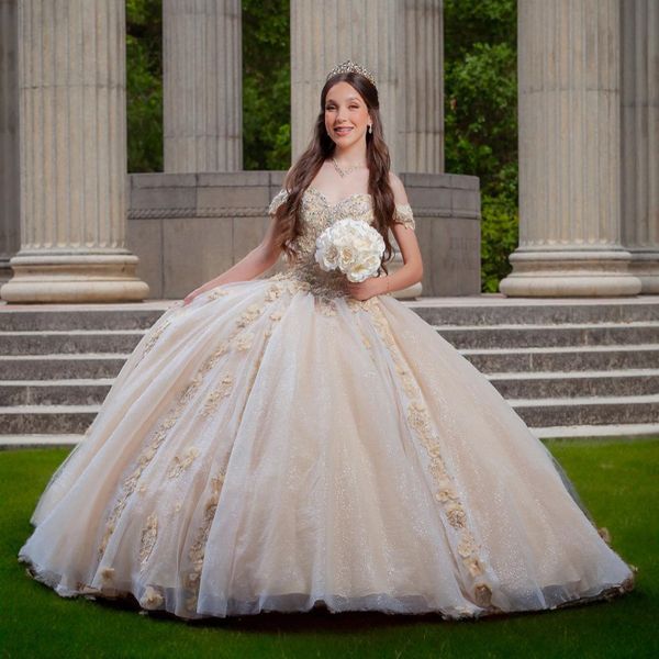 champagne shiny princess ball gown quinceanera dresses off shoulder appliques crystal 3dflower vestido de 15 anos corset gowns, Blue;red
champagne shiny princess ball gown quinceanera dresses off shoulder appliques crystal 3dflower vestido de 15 anos corset gowns, Blue;red
