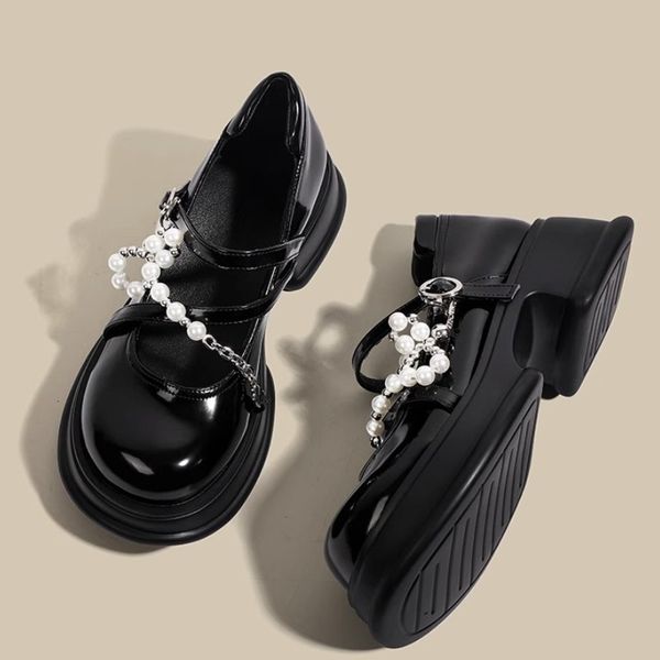 dress shoes french platform loafers shoe women pearl mary jane shoe high leather shoe college single shoe women shoe 230721, Black
dress shoes french platform loafers shoe women pearl mary jane shoe high leather shoe college single shoe women shoe 230721, Black