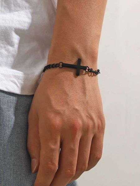 1pc stainless steel cross design bracelet for men women simple style couple hand jewelry, Golden;silver
1pc stainless steel cross design bracelet for men women simple style couple hand jewelry, Golden;silver