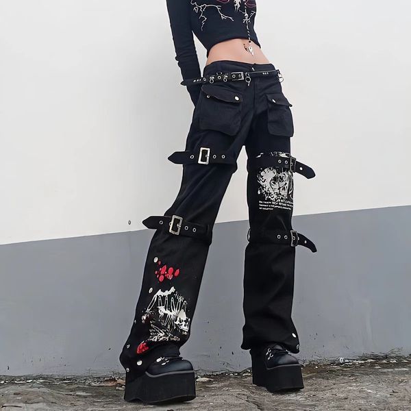 women's jeans streetwear graffiti gothic punk metal buckl cargo pants vintage print big pocket straight flared hippietrousers 230721, Blue
women's jeans streetwear graffiti gothic punk metal buckl cargo pants vintage print big pocket straight flared hippietrousers 230721, Blue
