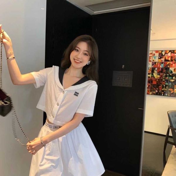 summer women's white letter embroidery navy collar shirt short sleeve plus short pleated skirt, nylon fabric wrinkle resistant ball, dr
summer women's white letter embroidery navy collar shirt short sleeve plus short pleated skirt, nylon fabric wrinkle resistant ball, dr