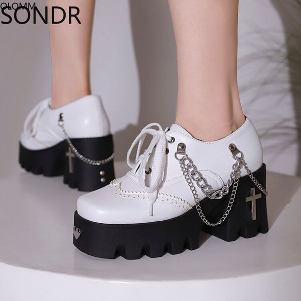 dress shoes oxfords brogues metal chain cross decor womens platform chunky high heel shoes wingtips punk square toe 230721, Black
dress shoes oxfords brogues metal chain cross decor womens platform chunky high heel shoes wingtips punk square toe 230721, Black