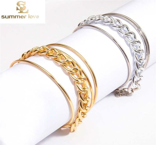 punk style silver gold chain bangle bracelet set for women simple metal bracelet fashion jewelry gift4052538, Black
punk style silver gold chain bangle bracelet set for women simple metal bracelet fashion jewelry gift4052538, Black