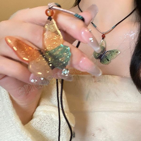 fashion ethnic colorful butterfly pendant necklace for women girls simple personality woven rope chain clavicle necklace jewelry, Silver
fashion ethnic colorful butterfly pendant necklace for women girls simple personality woven rope chain clavicle necklace jewelry, Silver