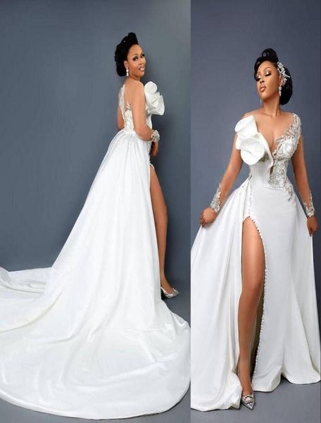 2022 vintage arabic aso ebi mermaid lace crystals wedding gowns illusion neck side split detachable train overskirts bridal dresse8252099, White
2022 vintage arabic aso ebi mermaid lace crystals wedding gowns illusion neck side split detachable train overskirts bridal dresse8252099, White