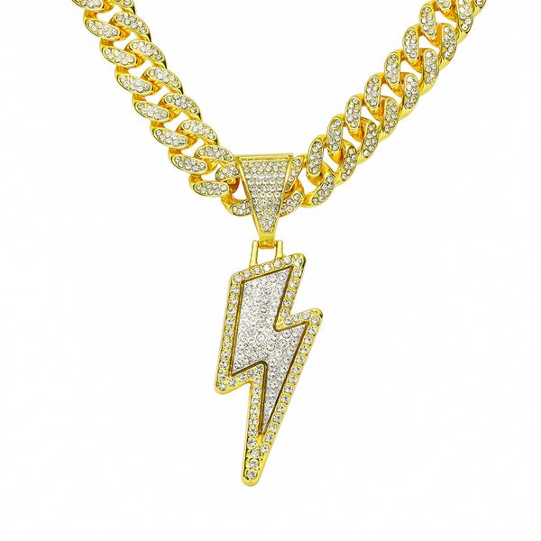 hip hop rapper men shiny diamond pendant gold necklace iced out lightning pendant micro-inset full zircon jewelry night club punk 50cm miami, Silver
hip hop rapper men shiny diamond pendant gold necklace iced out lightning pendant micro-inset full zircon jewelry night club punk 50cm miami, Silver