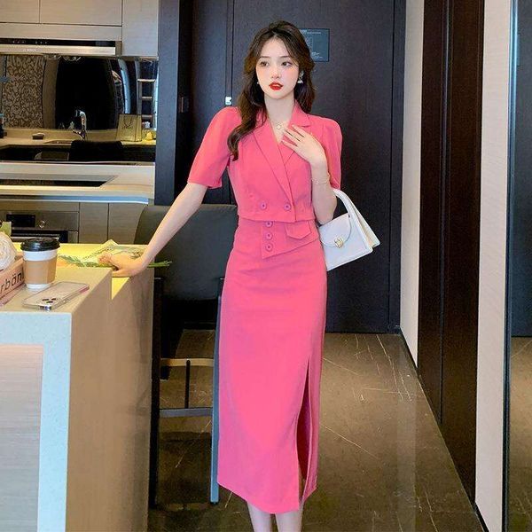 set summer ladies graceful slim dress fit slimming slit skirt two piece for women, White
set summer ladies graceful slim dress fit slimming slit skirt two piece for women, White