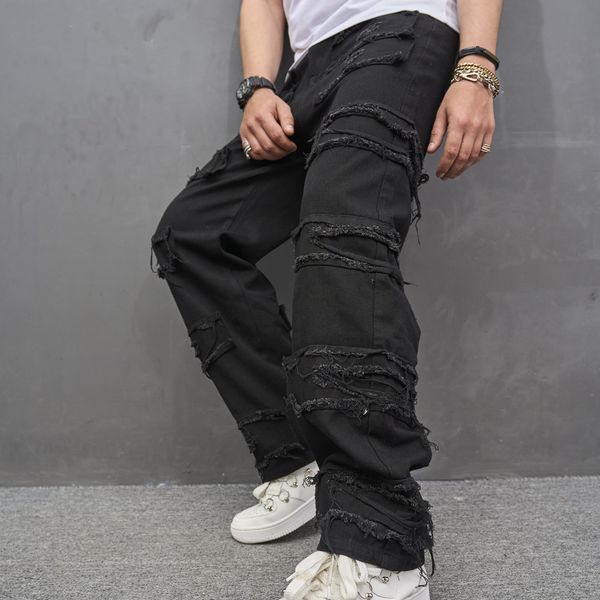 mens jeans men hip hop streetwear loose straight pants male stylish ripped patch casual denim trousers 230721, Blue
mens jeans men hip hop streetwear loose straight pants male stylish ripped patch casual denim trousers 230721, Blue