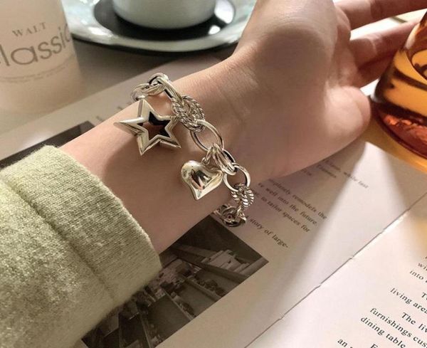 link chain allme personality metallic love heart star pendant bracelet for women hollow chunky cuban charm bracelets accessories8039079, Black
link chain allme personality metallic love heart star pendant bracelet for women hollow chunky cuban charm bracelets accessories8039079, Black