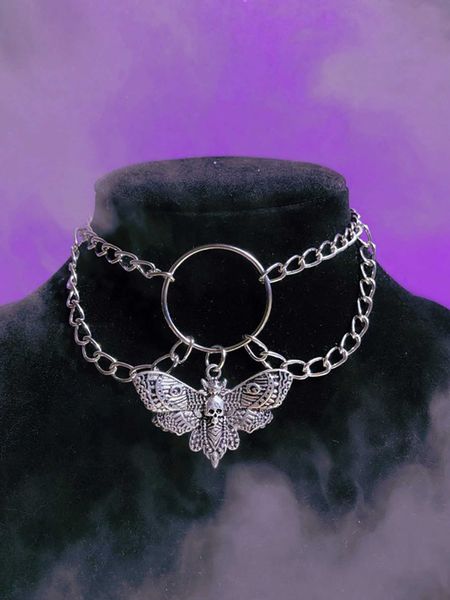 women's fashion accessories 1pc gothic punk skull moth pendant necklace, Silver
women's fashion accessories 1pc gothic punk skull moth pendant necklace, Silver