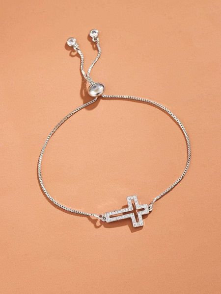 1pc fashion copper rhinestone cross decor chain bracelet for women for daily decoration, Golden;silver
1pc fashion copper rhinestone cross decor chain bracelet for women for daily decoration, Golden;silver