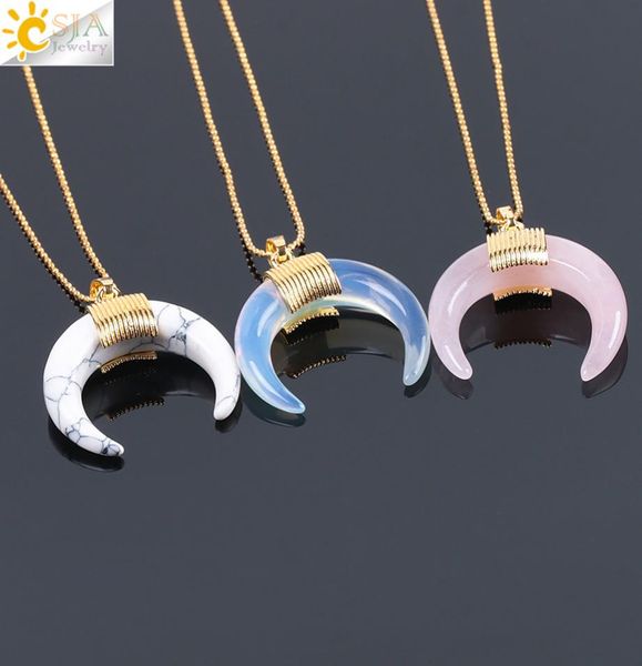 csja natural stone crescent half moon necklace pendant with chain gold color wrapped for women rose quartz crystal diy jewelry f0638646594, Silver
csja natural stone crescent half moon necklace pendant with chain gold color wrapped for women rose quartz crystal diy jewelry f0638646594, Silver
