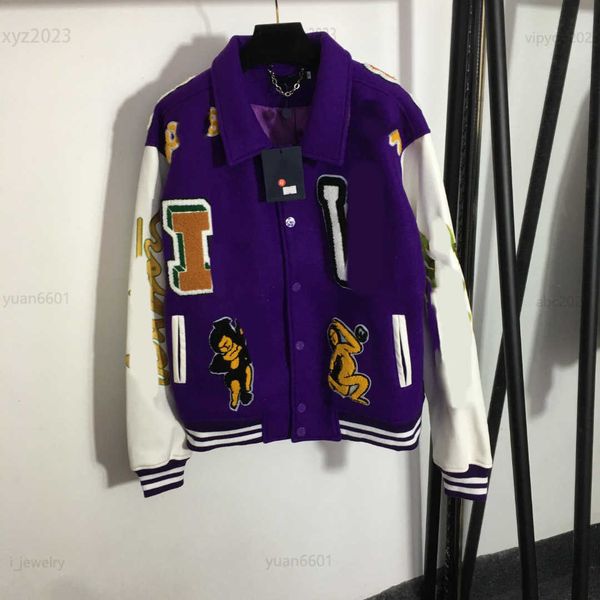 womens designer jacket long sleeve baseball uniform fashion frog print on the back lapel size s- splicing design coat july20, Black;brown
womens designer jacket long sleeve baseball uniform fashion frog print on the back lapel size s- splicing design coat july20, Black;brown