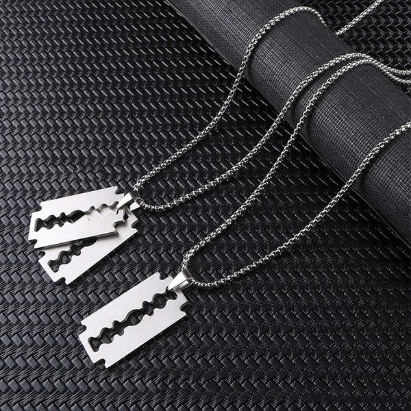 fashion silver color stainless steel razor blades pendant necklaces men jewelry steel male shaver shape sweater necklace gifts
fashion silver color stainless steel razor blades pendant necklaces men jewelry steel male shaver shape sweater necklace gifts