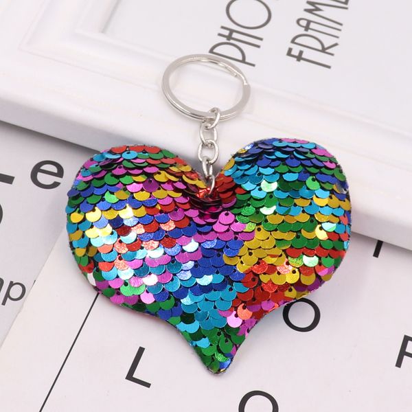 new double-sided anti-bright love keychain heart glitter bag pendant car keychain, Silver
new double-sided anti-bright love keychain heart glitter bag pendant car keychain, Silver