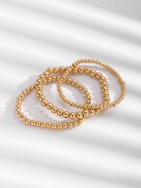 3pcs/set minimalist beaded bracelet, Golden;silver 
3pcs/set minimalist beaded bracelet, Golden;silver