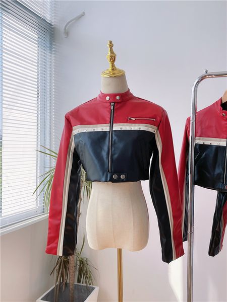 women's jackets bulochova patchwork color motorcycle girls pu leather short jacket women fashion stand neck zipper slim thin coat 23072, Black;brown
women's jackets bulochova patchwork color motorcycle girls pu leather short jacket women fashion stand neck zipper slim thin coat 23072, Black;brown