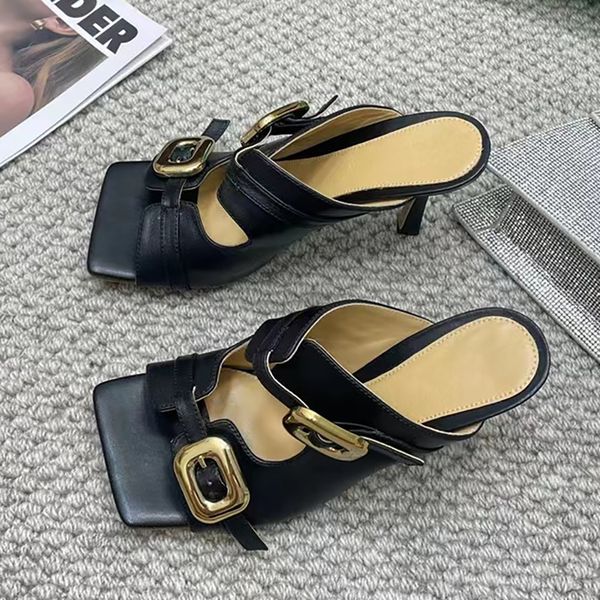 hardware buckle decoration stiletto slippers mule sandals sheepskin square head women's flat bottomed slippers luxury designer high hee, Black
hardware buckle decoration stiletto slippers mule sandals sheepskin square head women's flat bottomed slippers luxury designer high hee, Black