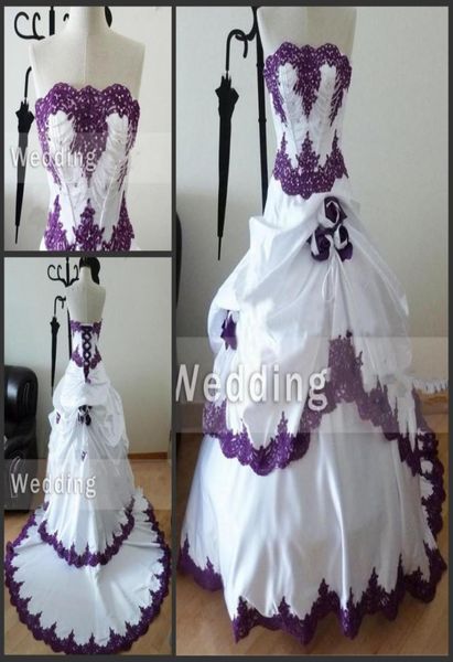 strapless real sample lace appliques bridal gowns with beading handmade flowers gothic black and white wear purple and white weddi6433477
strapless real sample lace appliques bridal gowns with beading handmade flowers gothic black and white wear purple and white weddi6433477