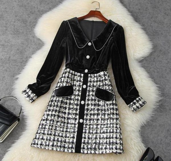 casual drs runway fashion autumn winter beading velvet patchwork tweed woolen dress women long sleeve vintage vestidos party r8261479, Black;gray
casual drs runway fashion autumn winter beading velvet patchwork tweed woolen dress women long sleeve vintage vestidos party r8261479, Black;gray