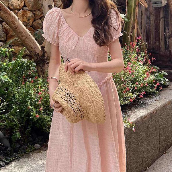 elegant french style pink dress womens seaside tight waist summer digm temperament fashion, Black;gray
elegant french style pink dress womens seaside tight waist summer digm temperament fashion, Black;gray