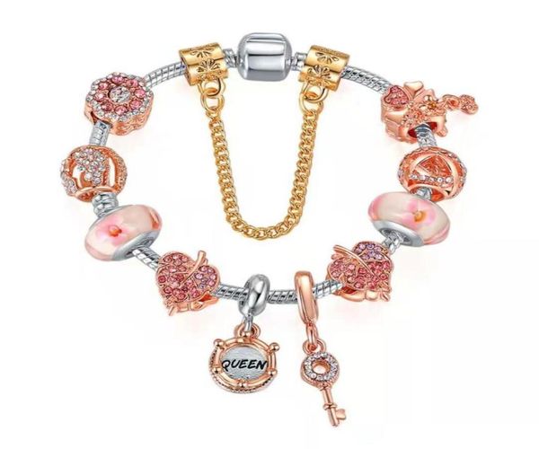 charm bracelet rose gold pink beads bracelets 925 silver chain bangle queen pendant accessories diy jewelry for valentine gift size from 17, Golden;silver
charm bracelet rose gold pink beads bracelets 925 silver chain bangle queen pendant accessories diy jewelry for valentine gift size from 17, Golden;silver