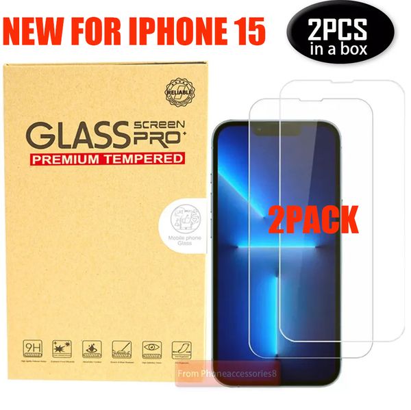 Image of 2 PACK 2.5D Glass Phone Screen Protector for iPhone 15 14 13 12 11 Pro max mini XR XS 6 7 8 Plus iphone15 tempered Glass a14 a24 a34 a54 2pack in box