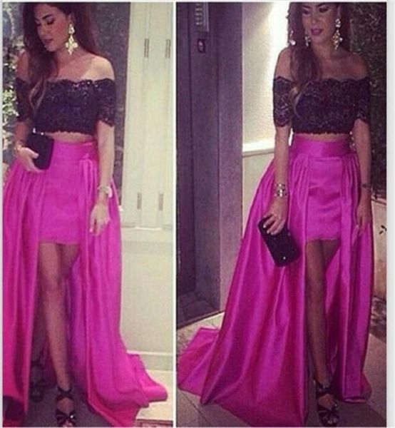 hi lo two pieces prom dresses 2015 fuchsia black lace off shoulder party evening dress with sleeves vestido de festa prom pageant 4634421
hi lo two pieces prom dresses 2015 fuchsia black lace off shoulder party evening dress with sleeves vestido de festa prom pageant 4634421