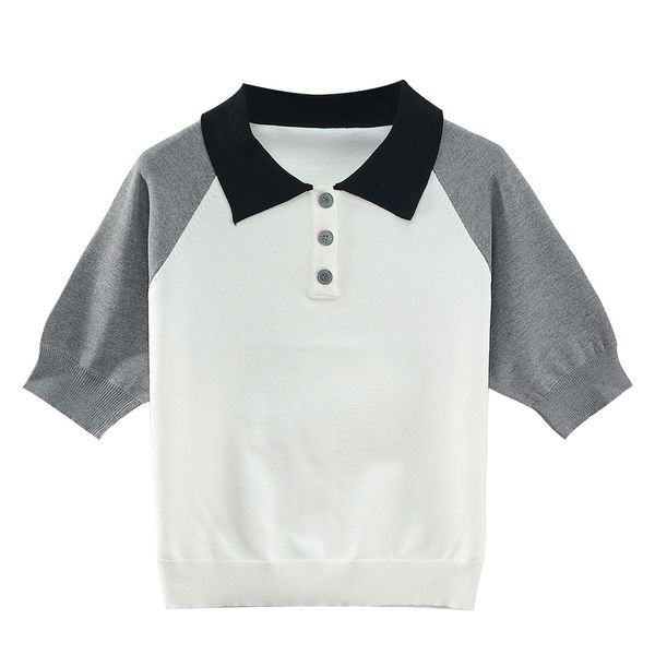 716 2023 autumn runway summer brand same style sweater striped short sleeve lapel neck black fashion clothes womens yuechen, White;black
716 2023 autumn runway summer brand same style sweater striped short sleeve lapel neck black fashion clothes womens yuechen, White;black
