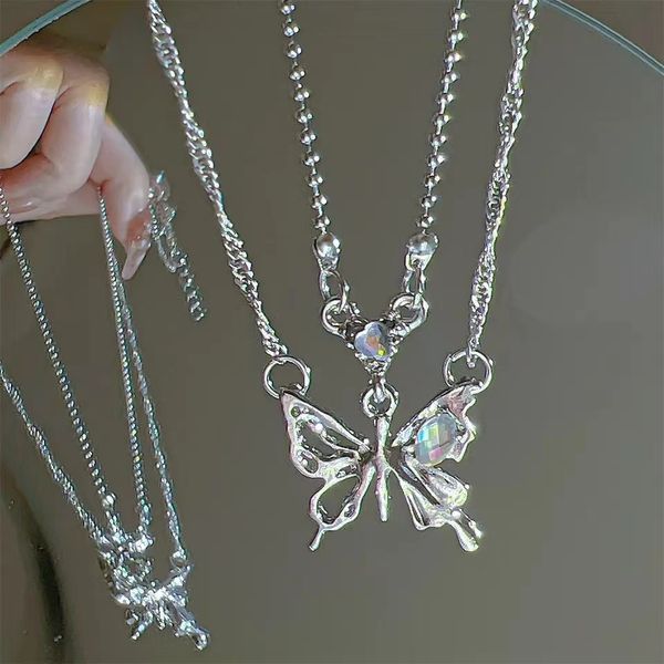 strands strings new double layer butterfly sterling silver plating necklace women's inscription design high grade collar chain headwear, Black
strands strings new double layer butterfly sterling silver plating necklace women's inscription design high grade collar chain headwear, Black