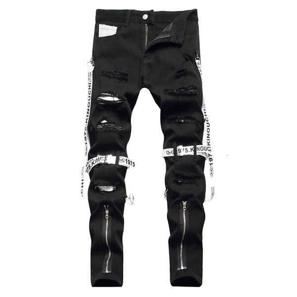mens jeans men punk zippers black trendy streetwear holes ripped denim pants ribbon slim straight trousers 230721, Blue
mens jeans men punk zippers black trendy streetwear holes ripped denim pants ribbon slim straight trousers 230721, Blue
