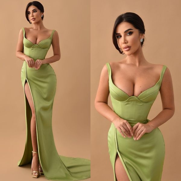 elegant green prom dresses straps sweetheart sheath evening dress pleats slit formal long special occasion party dress, Black
elegant green prom dresses straps sweetheart sheath evening dress pleats slit formal long special occasion party dress, Black