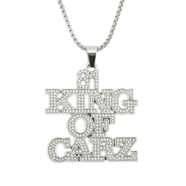 hip hop rapper shiny diamond pendant gold necklace 81 king of carz letters pendant micro-inset zircon jewelry 75cm night club accessory swea, Silver
hip hop rapper shiny diamond pendant gold necklace 81 king of carz letters pendant micro-inset zircon jewelry 75cm night club accessory swea, Silver